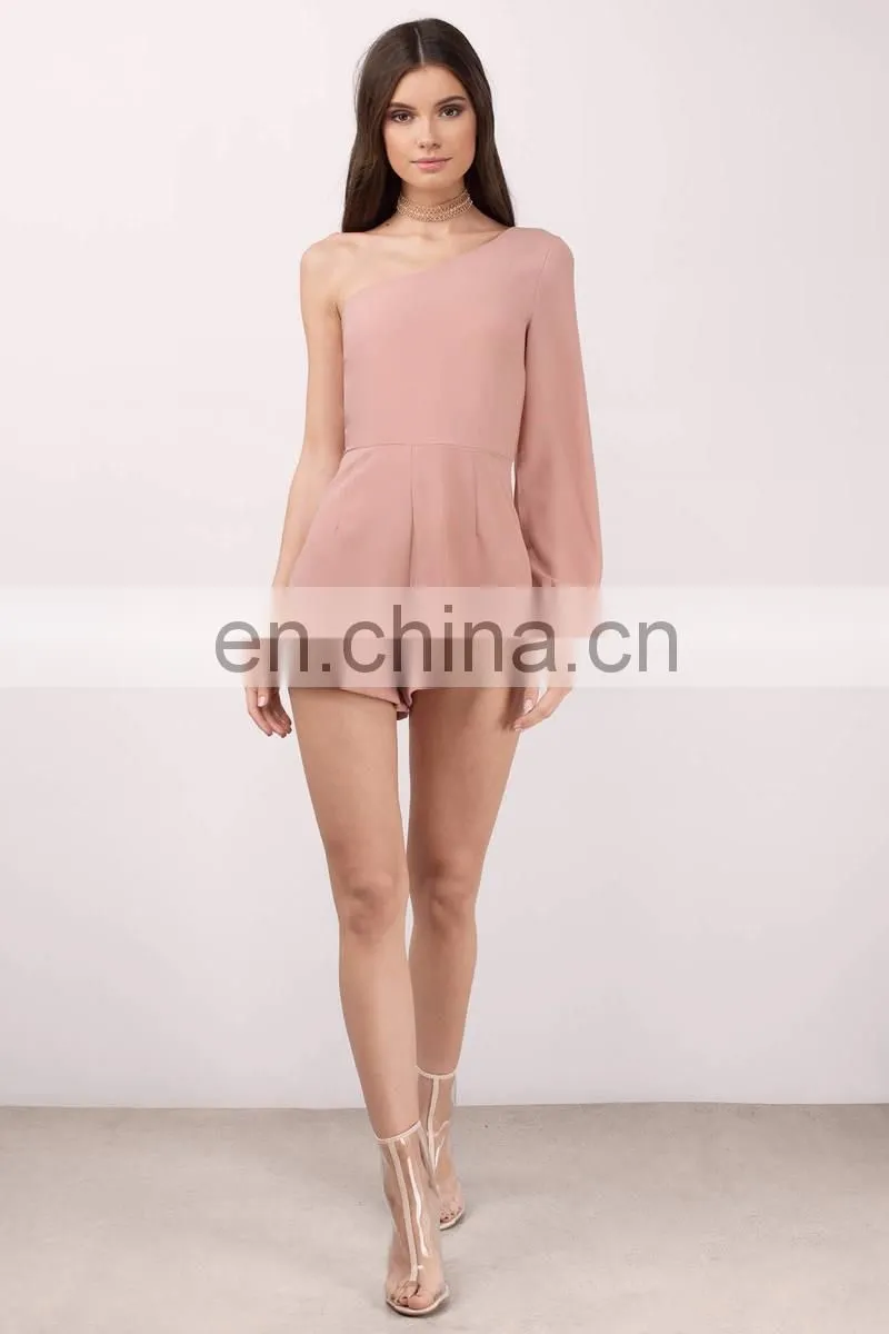 High Quality Blush Plain One Shoulder Adult Romper