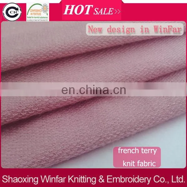 Winfar Textile Super Soft Knitting Pink Dyed French Terry Polyester Rayon Fabric