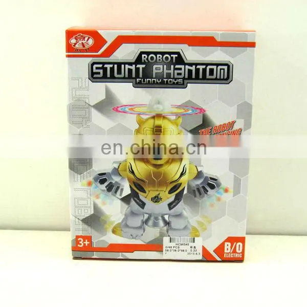 Interesting b/o spinning dancing robot toy with flashlight and music HC96545