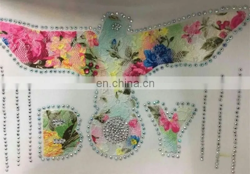 Popular Alphabet Butterfly Hot Fix Motif With Rhinestone For Garment