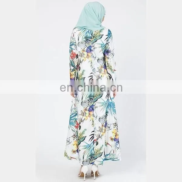 Custom fashion floral dress long sleeve muslim jubah new model abaya in dubai