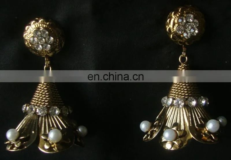 Indian Jewelry Jhumka Earrings, Big jhumka, Gold silver plated earrings Manufacturer