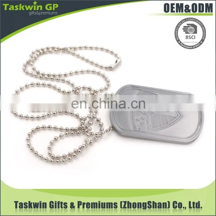 Aluminium design have your own logo dog tag with chain necklace for promotion