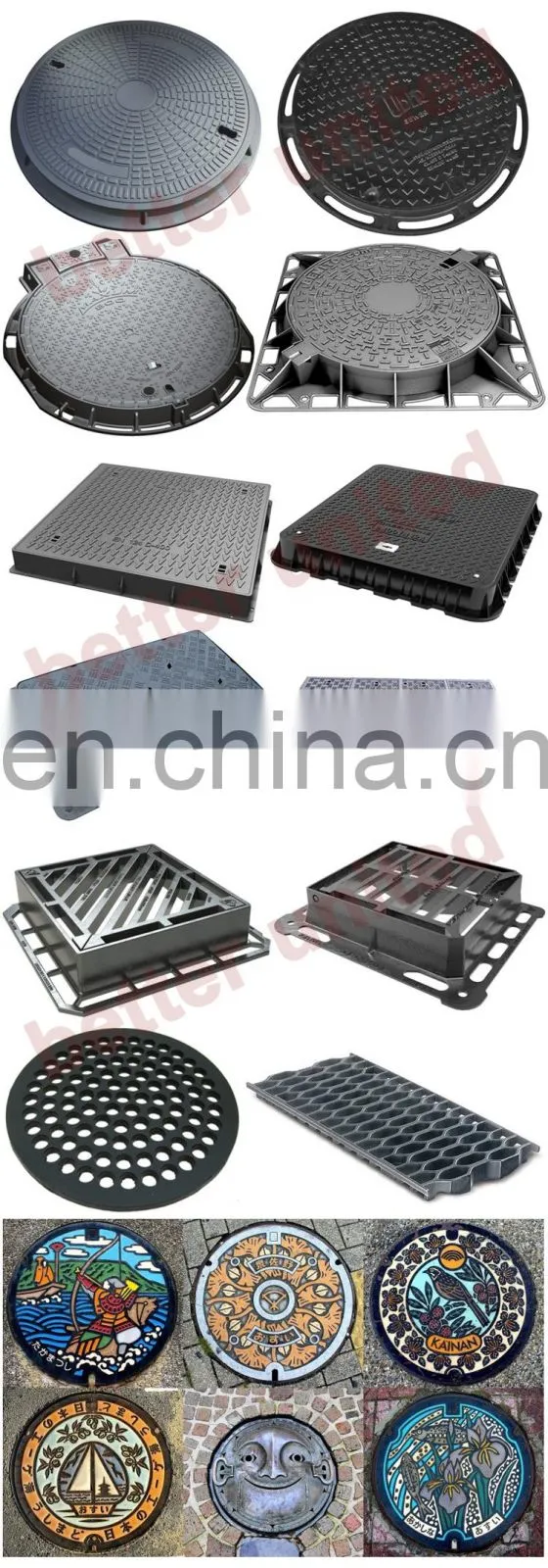 Easy installation heavy duty ductile iron manhole cover en124 b125 d400