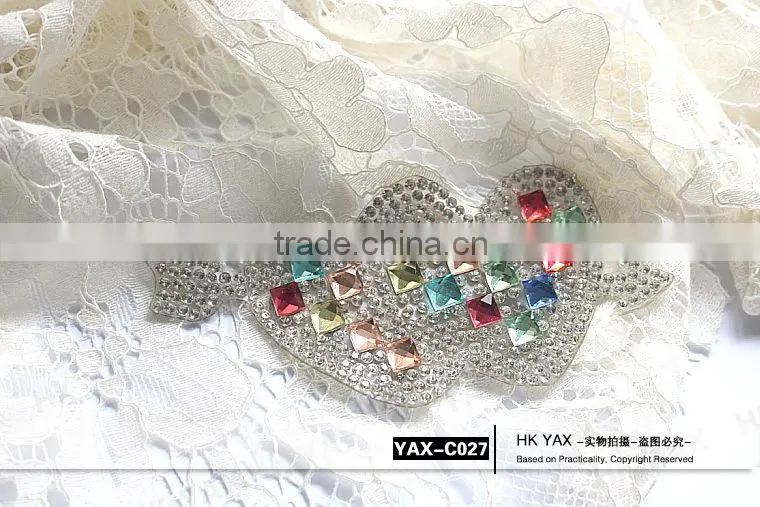 W0912 New arrival rhinestone heart appliques,flatback rhinestone heart motifs