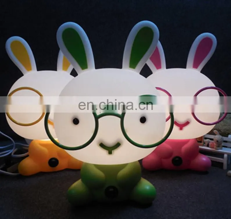 Lovely EU plug plastic baby bedroom lamp animal led night light rabbit sleep luminaria for kids