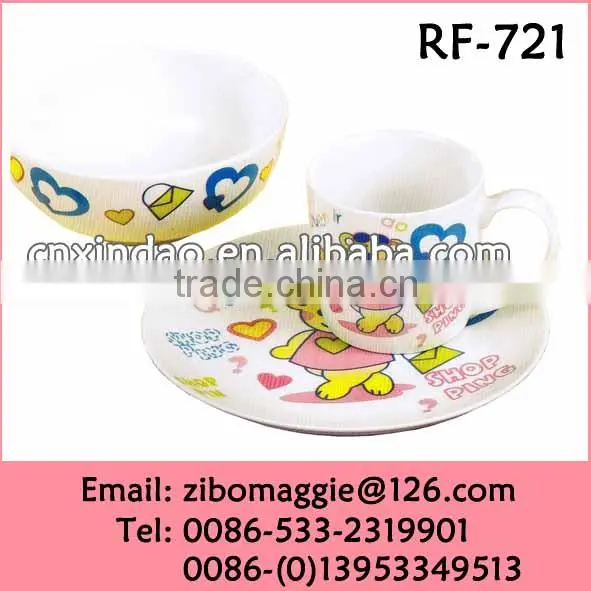 3pcs White Promotion English Style Porcelain Dinnerware Set Made In Zibo