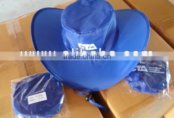Foldable Promotional Cowboy Hat in 190T nylon, hats with print logo