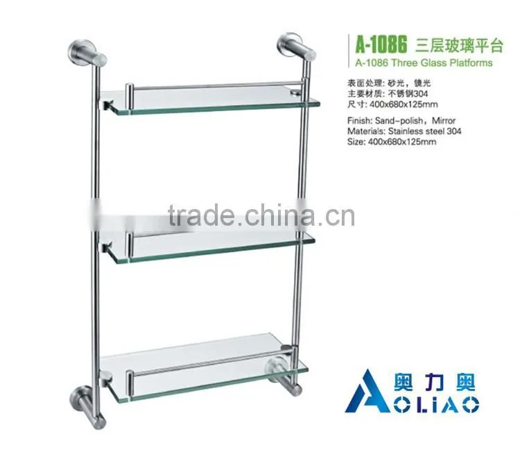 High quality Bathroom accessory stainless steel double glass platproms