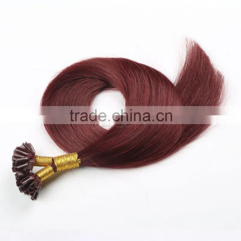 Wholesale flat/v/i/u/nail tip human hair raw nail hair extension unprocessed virgin