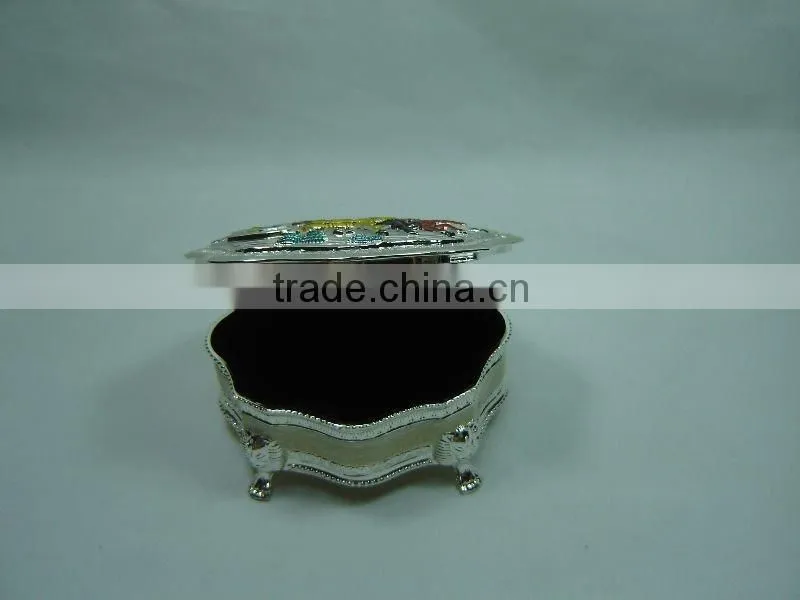 Elegant Shiny Silver Metal Jewelry Trinket Box(LD-223)