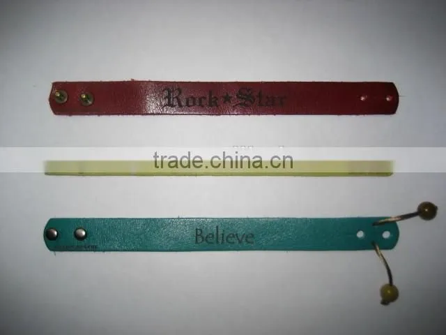 High Quality Genuine Leather Wrist Band with Text Logo