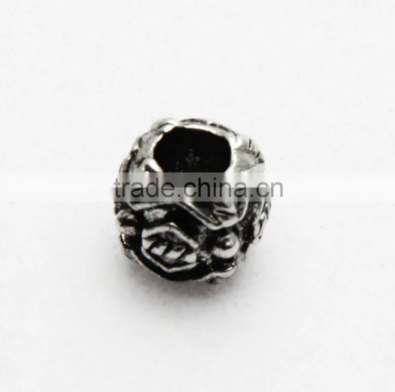 DIY Drum Shape Large Hole Metal Beads, Lead free Nickle Free Necklace and Bracelet Zinc Alloy Beads Accessories