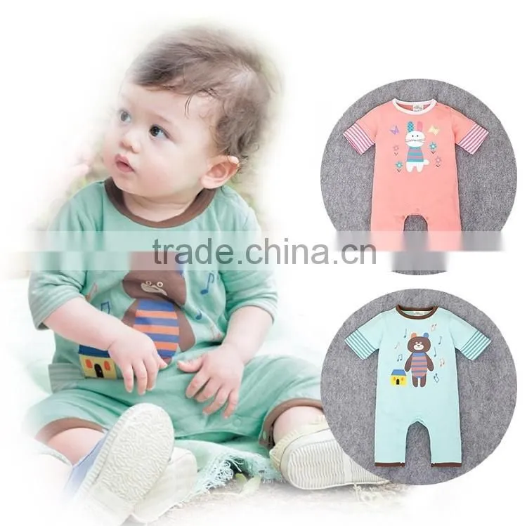 Cute Modeling Cartoon Animal Casual Wearing Baby Kids Jumpsuit 2016 Summer Cotton Rompers