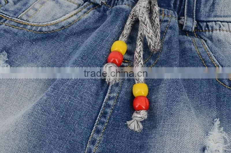 Wholesale Baby Girl Clothes 2016 New Summer Girl Ripped Jeans Lovely Little Girl Cropped Trousers