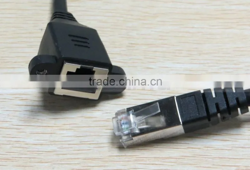 30CM 0.3M RJ45 Male to Female Screw Panel Mount Ethernet LAN Network Extension Cable