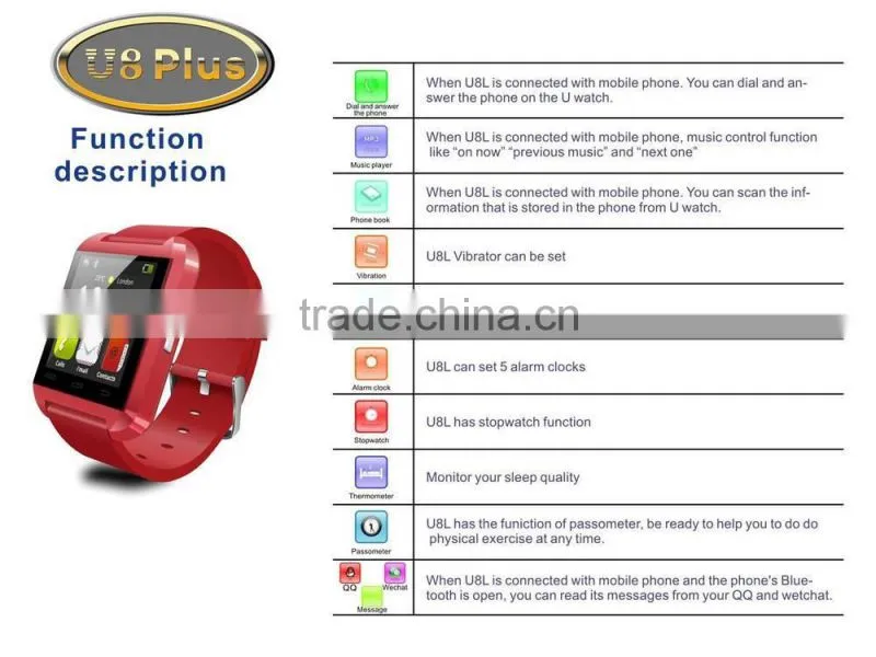 BT4.0 iOS Android Smart Watch with 1.3MP Camera and Leather Strap