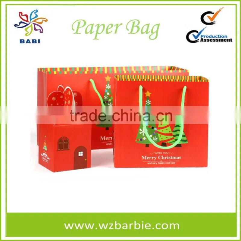 Customized Recyclable Christmas Gift Paper Bag With Logo Printed
