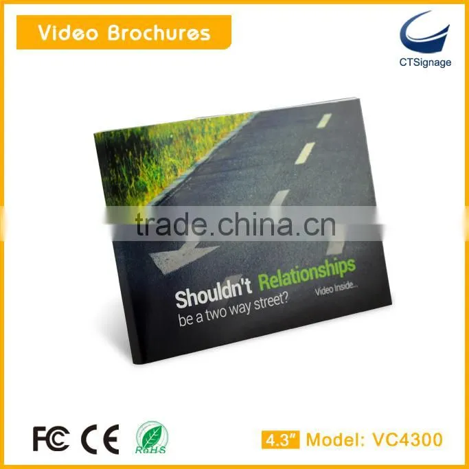 4.3 inch lcd video brochure with customized design for promotion/advertiisng/gift/education