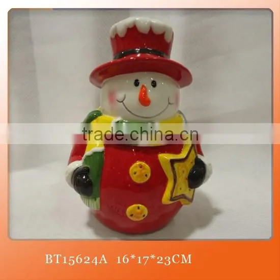Christmas Ceramic Cookie Storage Jar with Hat