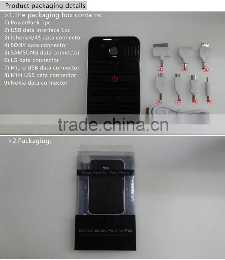 2014 new products in china 5000mah portable solar laptop chargers
