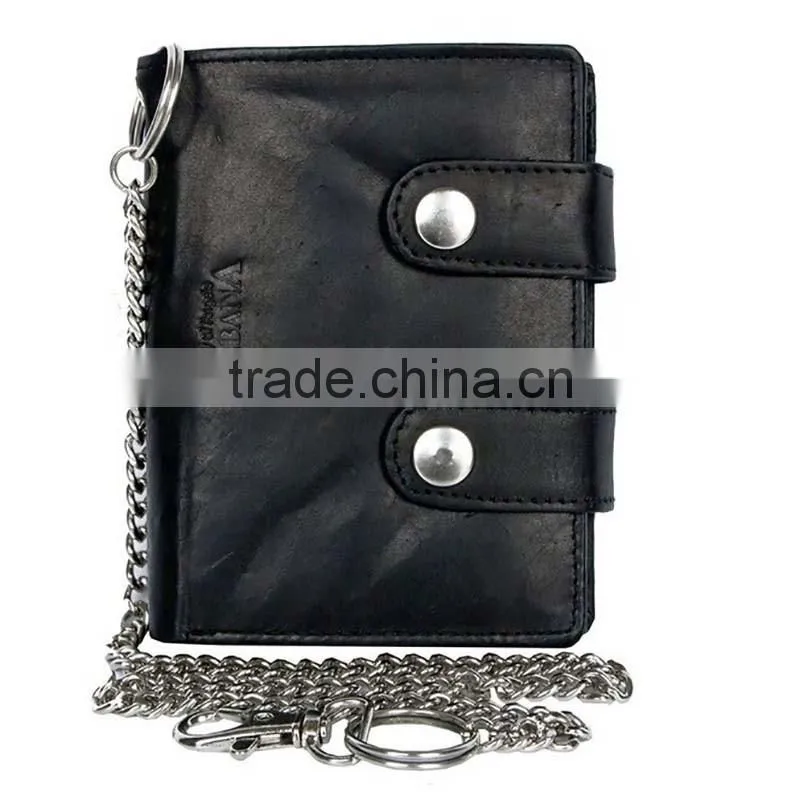 German Trifold Design Men's Biker Chain Wallet With ID Card Holder