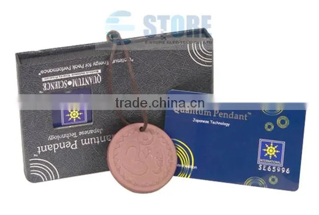 Red Japanese Technology Quantum Lava Scalar Energy Pendant with Nano Card