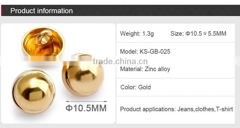Hot Sales Gold Metal Button For Clothing