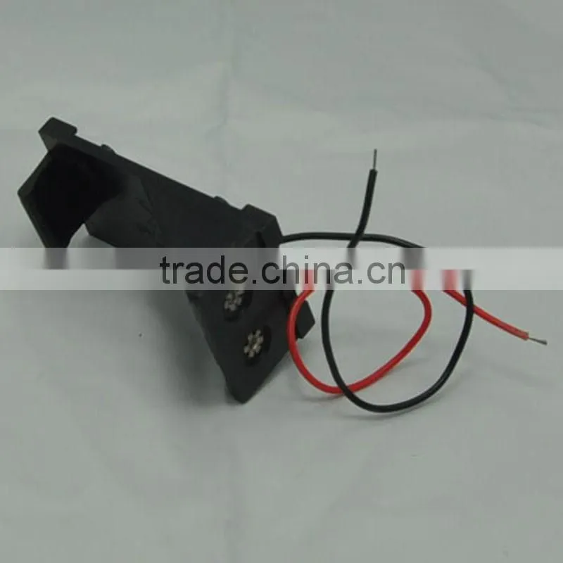 Battery holder for a 9V battery has 6 inch wires