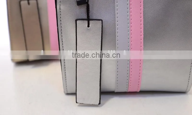 Newest fashion contrast color fancy pu tote bag for young girl