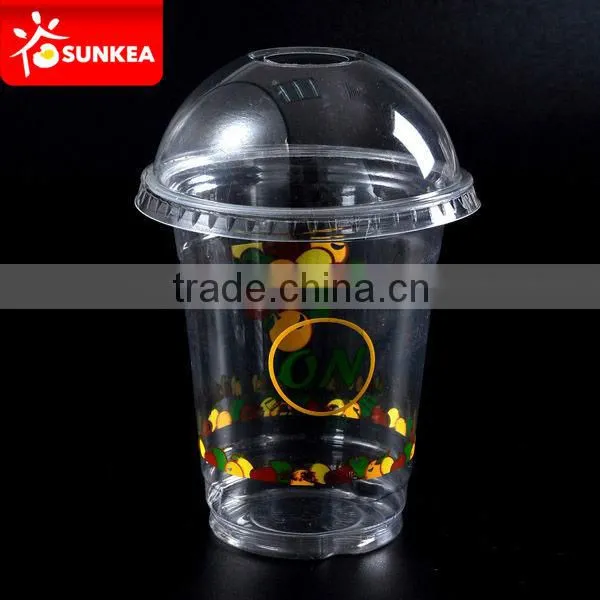 450ml, 500ml, 16oz transparent Plastic cup with straw and lid