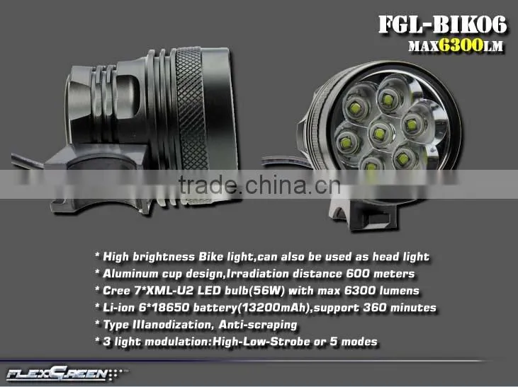 rechargeable 13200mah 18650 7 T6 LED bicycle light