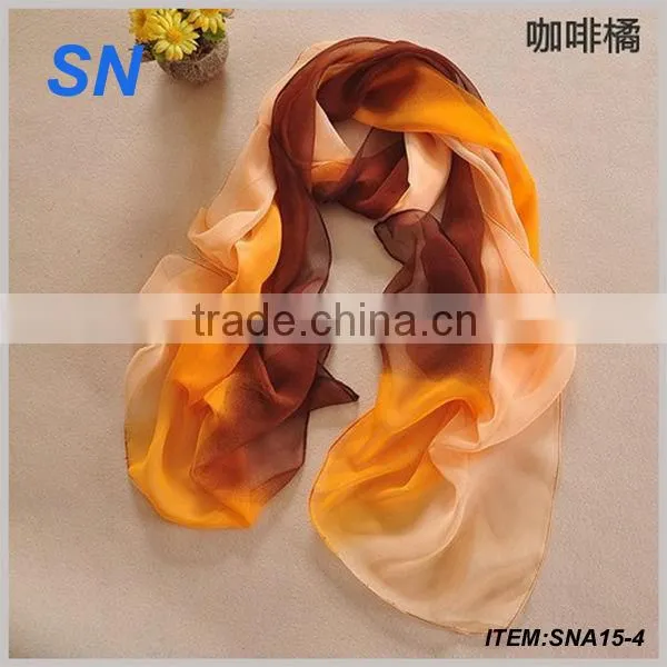 2014 new style silk chiffon scarf plain silk chiffon scarf