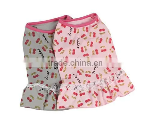 Cute Cherry Design high Quality Female small dog clothes made in china