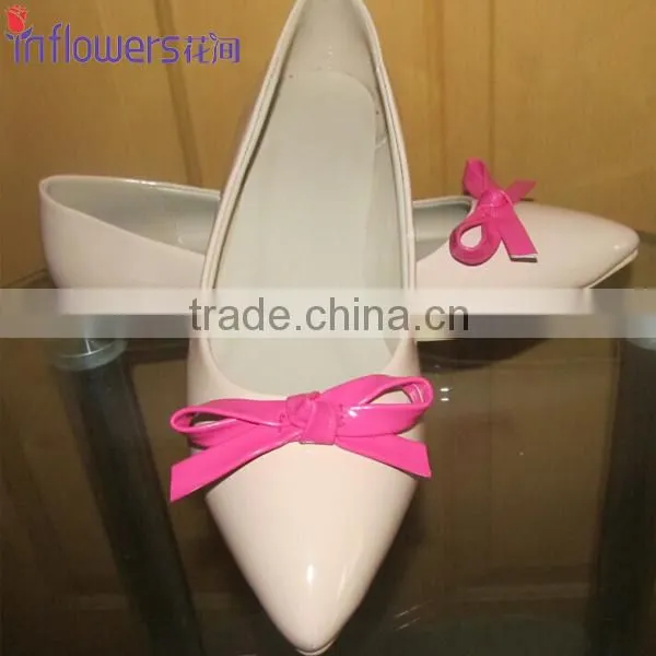 Nude Leather pointed toe with bow wholesale ladies flat shoes