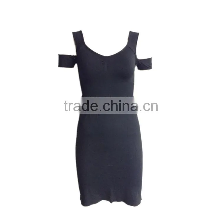 2016 new design seamless off shoudler sexy women loose black dress for wholesale
