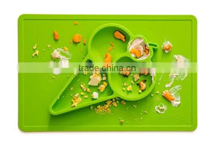 BPA Free Wholesale Non-slip Silicone Baby Placemat Plate
