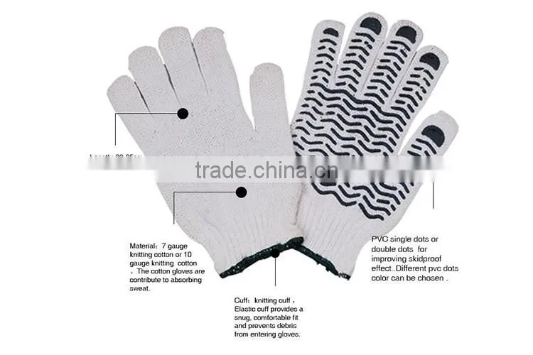 pvc dotted cotton knitted working glove