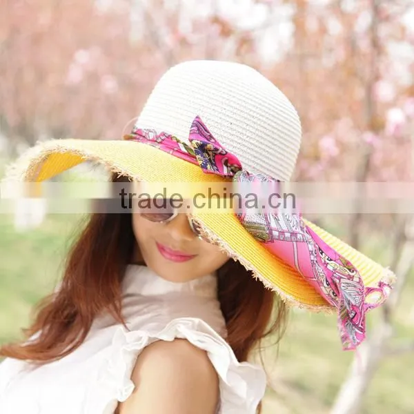 Wholesale Fashion custom natural Straw Hat Handmade Natural StrawHats for lady
