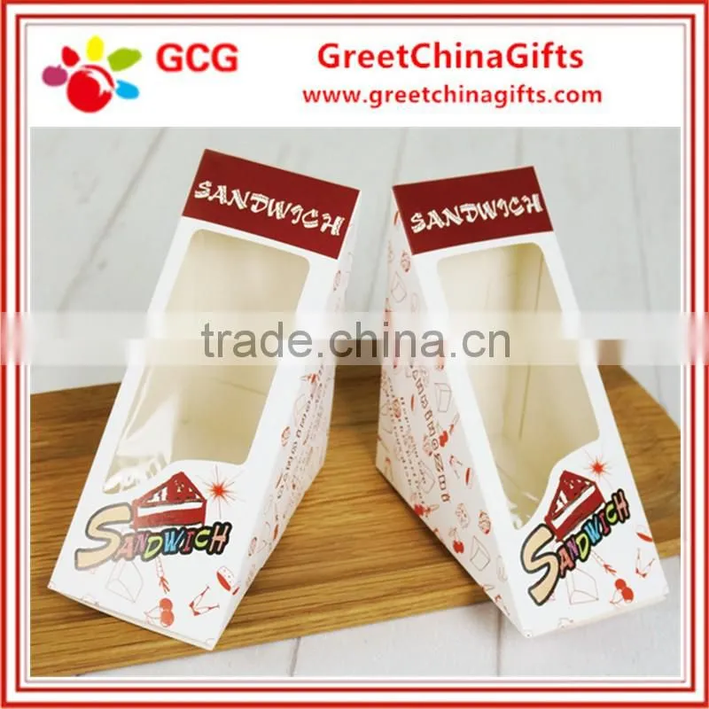 White Cardboard Tke Away Sandwich Packing Boxes with Clear PVC