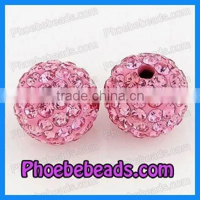 10mm Red Flower Crystal Pave Ball Shamballa Clay Beads CPB-024