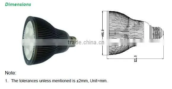 UL/FCC par30 e27 led spot light