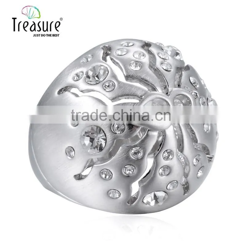 Treasure Factory 2015 new design rings silver jewelry hollow out spider shape set auger alloy ring