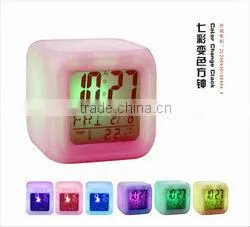 7 LED Color Change PVC Digital Alarm with Thermometer Clock