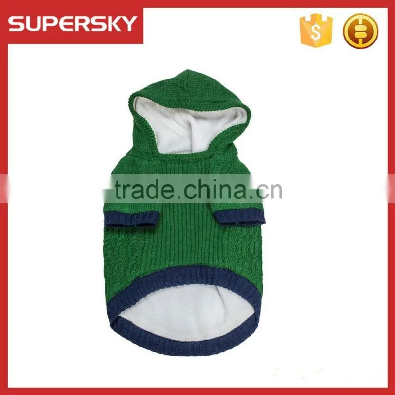 C587 Wholesale Cable Knitted Fleece Hooded Pullover Dog Sweater Custom Knit Dog Sweater Unique Dog Sweaters