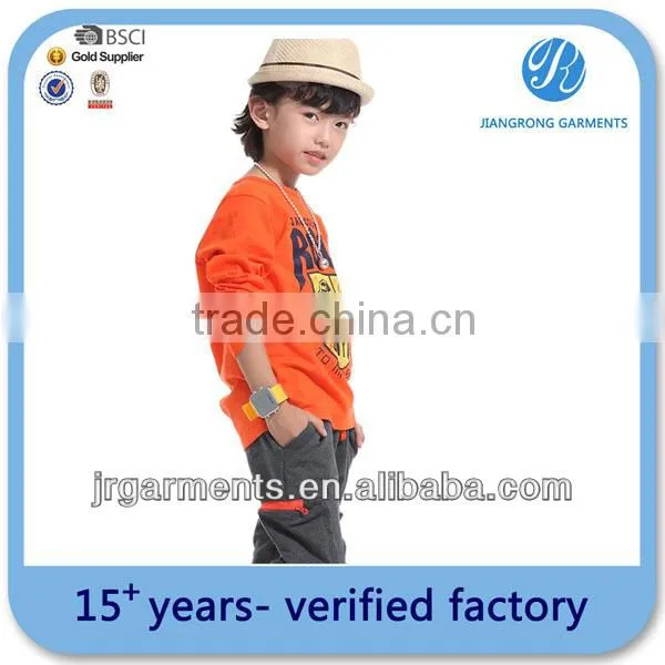 OEM service 100% polyester Child's Navy blue printed boy's long sleeve t shirt factory