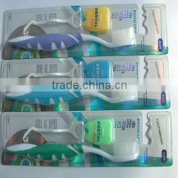 soft nylon66 Toothbrush set with dental floss dental care set