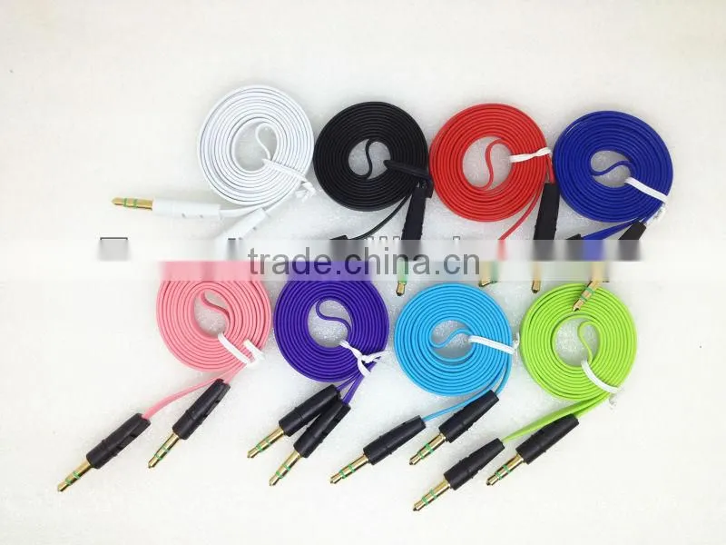 Colorful flat 3.5mm Audio Extension AUX Cable for iphone4/4s