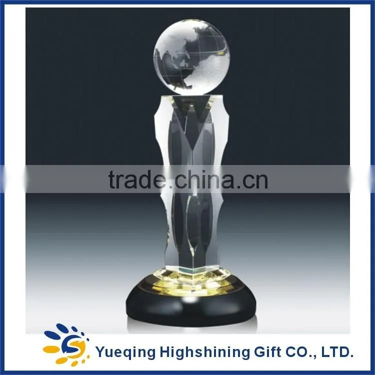 glass art crystal trophy