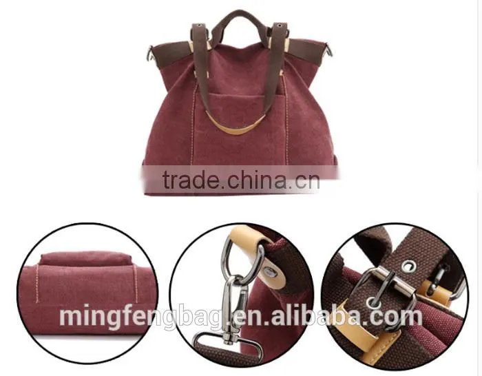 2016 Wholesale Custom lady hand bag Fashionable Tote Canvas Lady Bag